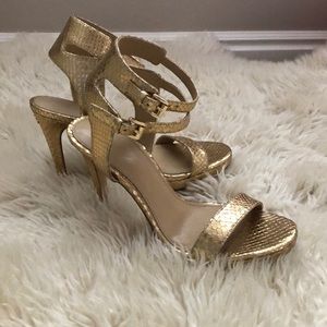 Michael Kors Gold Snakeskin Strappy Heels